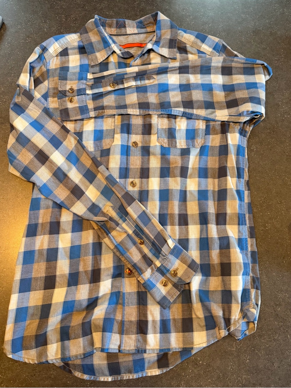 The North Face Blue and White Plaid Long-Sleeve Button-Down Shirt